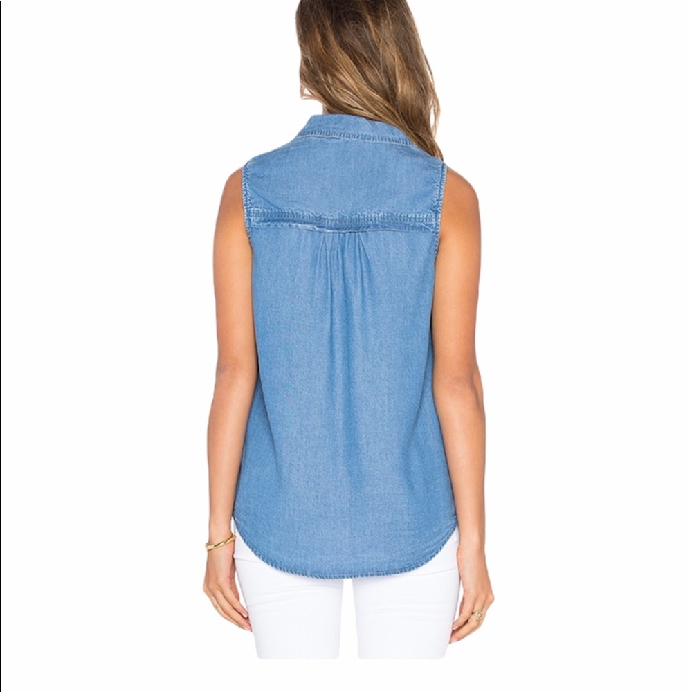 Splendid Chambray Button Down Tank In Medium Wash - image 3